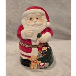 Mr. Christmas Porcelain Santa Claus Hinged Music Box Wind Up Animated 2012‎